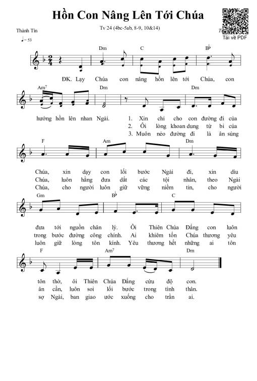 Thánh Vịnh 24, Hồn Con Nâng Lên Tới Chúa