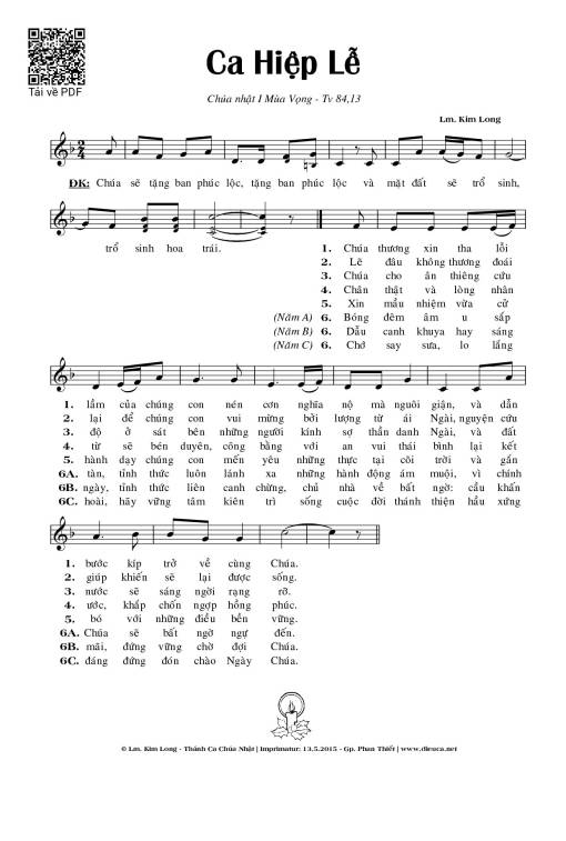 Sheet nhạc PDF bài Thánh Vịnh 84, Ca Hiệp Lễ 1 Mùa Vọng