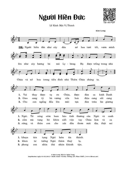 Sheet nhạc PDF bài Người Hiền Đức