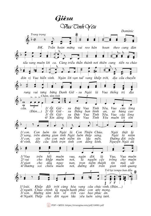 Sheet nhạc PDF bài Giêsu Vua Tình Yêu