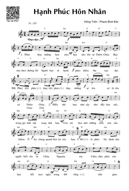 Sheet nhạc PDF bài Hạnh phúc hôn nhân