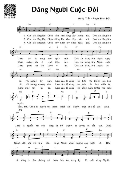 Sheet nhạc PDF bài Dâng Người cuộc đời