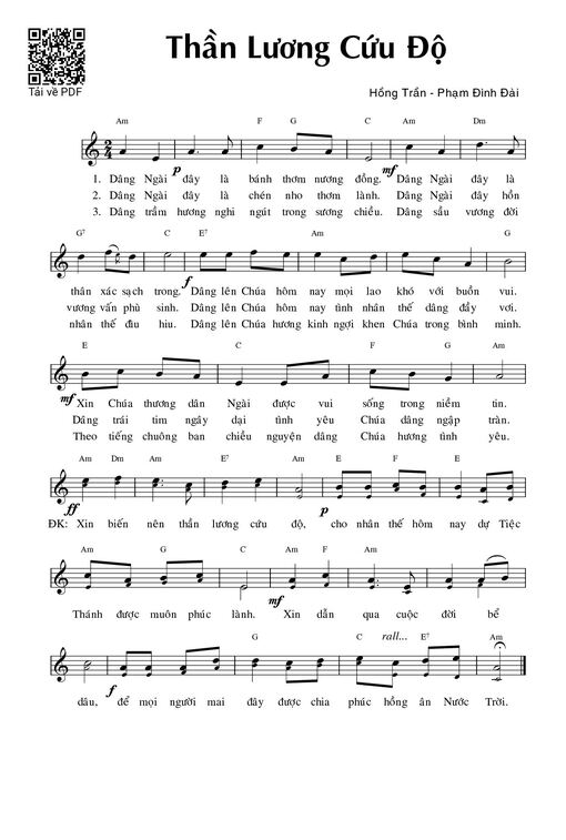 Sheet nhạc PDF bài Thần lương cứu độ