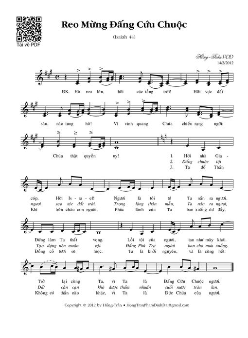 Sheet nhạc PDF bài Reo mừng Đấng Cứu Chuộc (Is. 44)