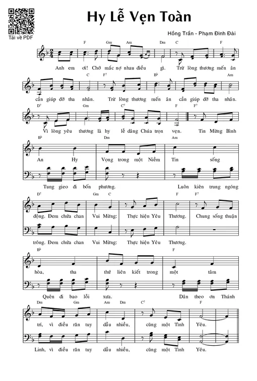 Sheet nhạc PDF bài Hy lễ vẹn toàn