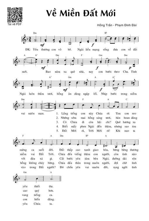 Sheet nhạc PDF bài Về miền đất mới