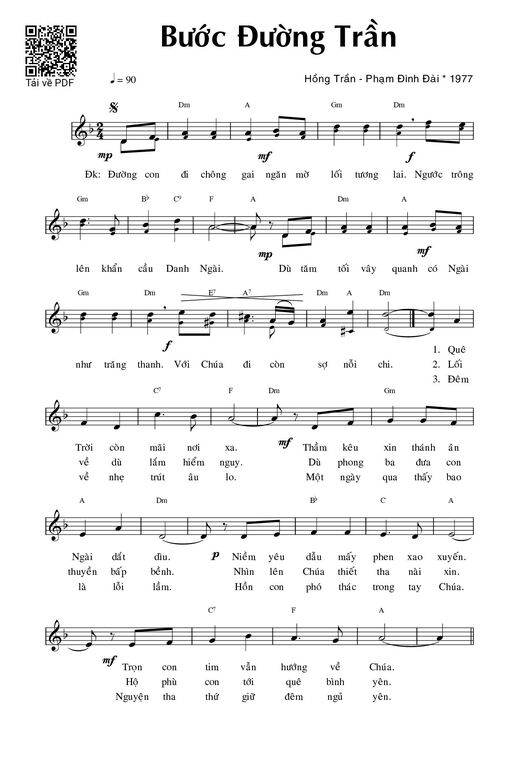 Sheet nhạc PDF bài Bước đường trần