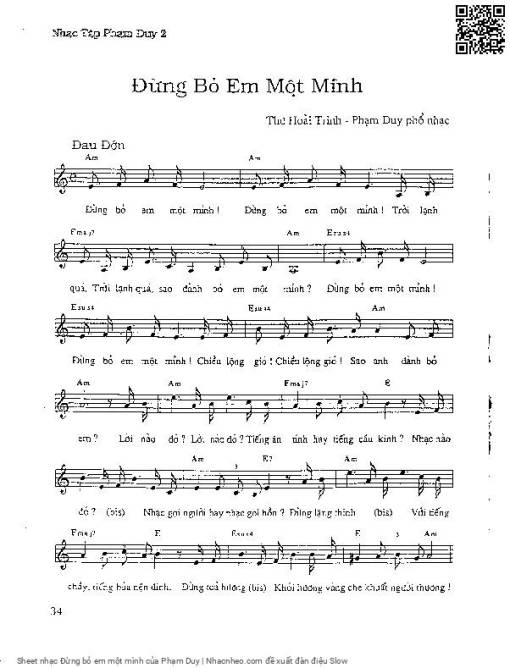 Sheet nhạc PDF bài Đừng bỏ em một mình