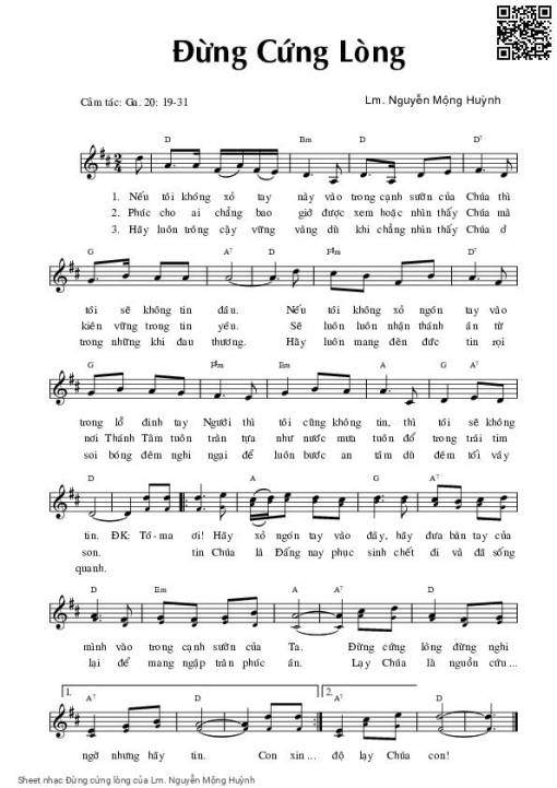 Sheet nhạc PDF bài Đừng cứng lòng