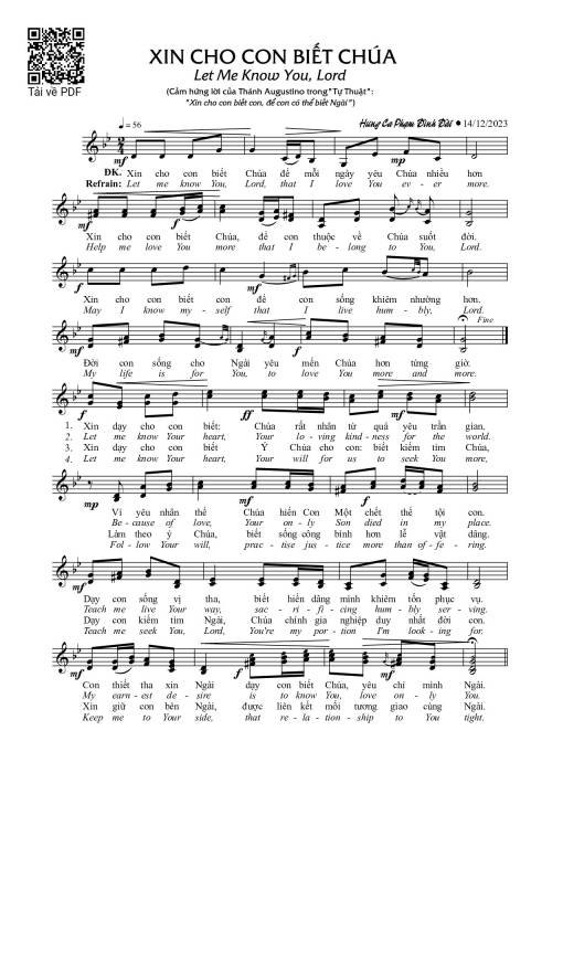 Xin cho con biết Chúa