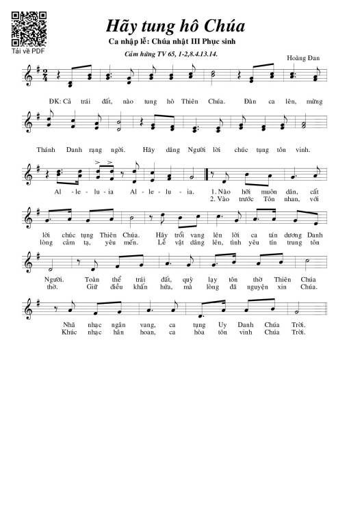 Thánh Vịnh 65, Hãy Tung Hô Chúa