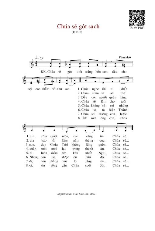 Sheet nhạc PDF bài Chúa Sẽ Gột Sạch