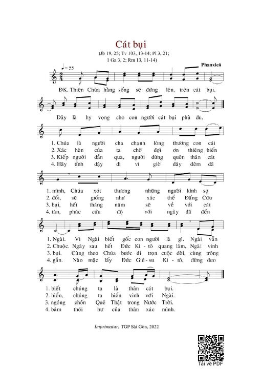 Sheet nhạc PDF bài Cát Bụi - Phanxicô