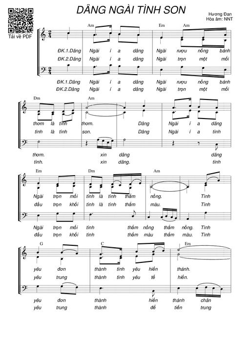 Sheet nhạc PDF bài Dâng Ngài tình son (3 bè)