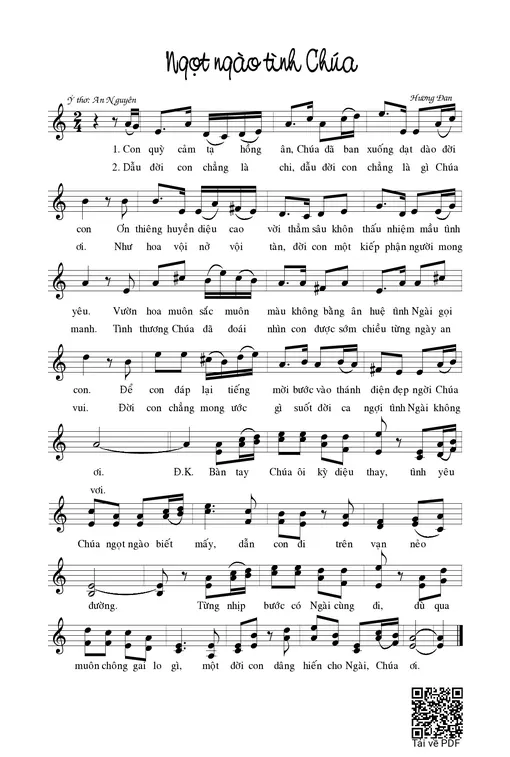 Sheet nhạc PDF bài Ngọt ngào tình Chúa