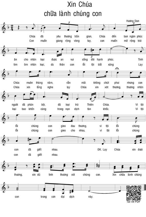 Sheet nhạc PDF bài Xin Chúa chữa lành chúng con