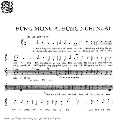 Sheet nhạc PDF bài Đừng mong ai đừng nghi ngại
