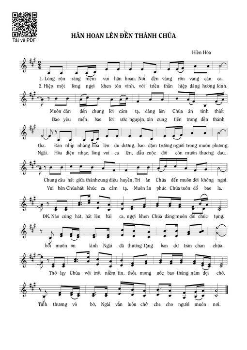 Sheet nhạc PDF bài Hân hoan lên đền thánh Chúa