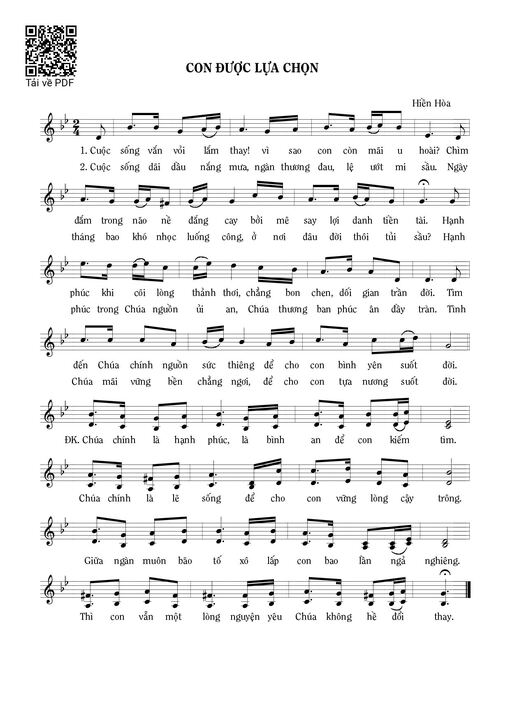 Sheet nhạc PDF bài Con được lựa chọn