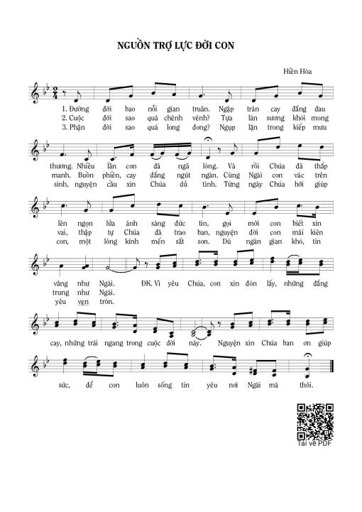 Sheet nhạc PDF bài Nguồn trợ lực đời con