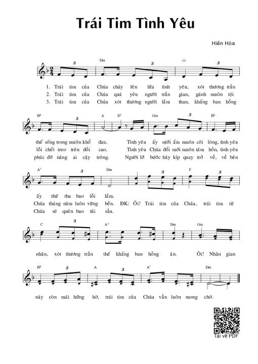 Sheet nhạc PDF bài Trái tim tình yêu