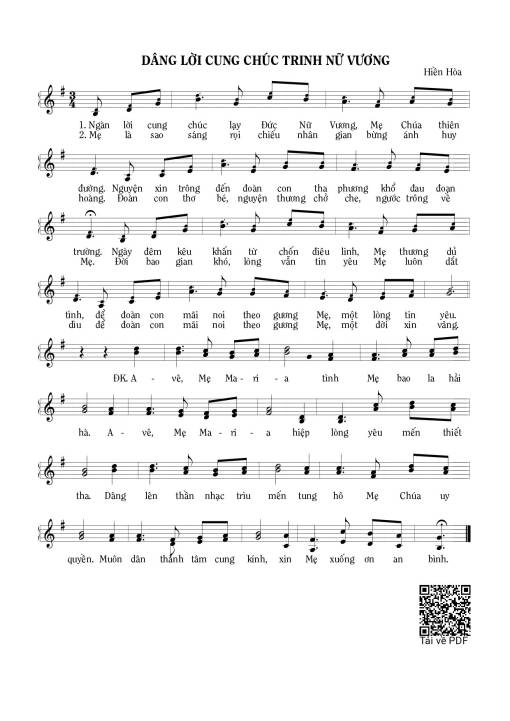 Dâng lời cung chúc Trinh Nữ vương