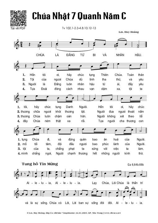 Thánh Vịnh 102, Chúa Nhật 7C Thường Niên