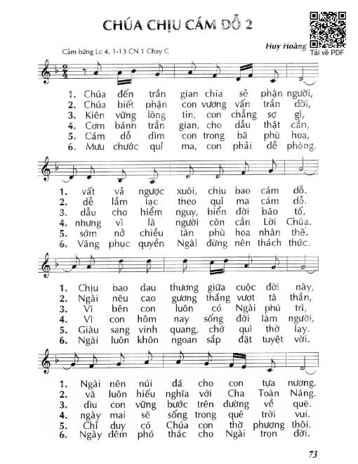 Sheet nhạc PDF bài Chúa Chịu Cám Dỗ 2