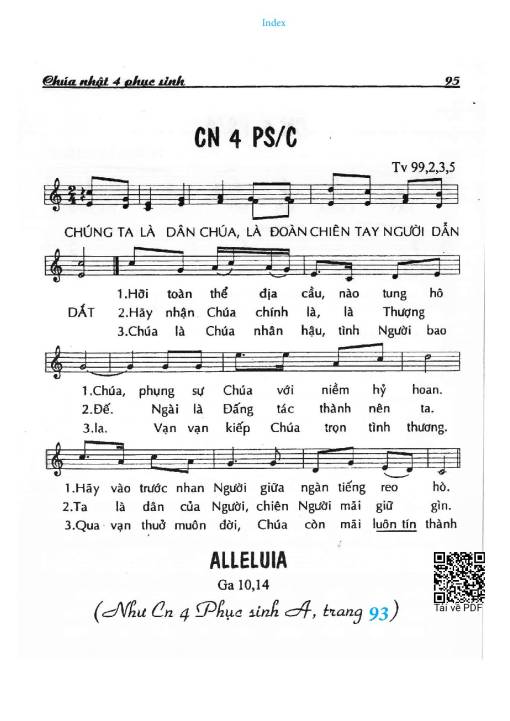 Sheet nhạc PDF bài Chúa Nhật 4C Phục Sinh (Tv.99)