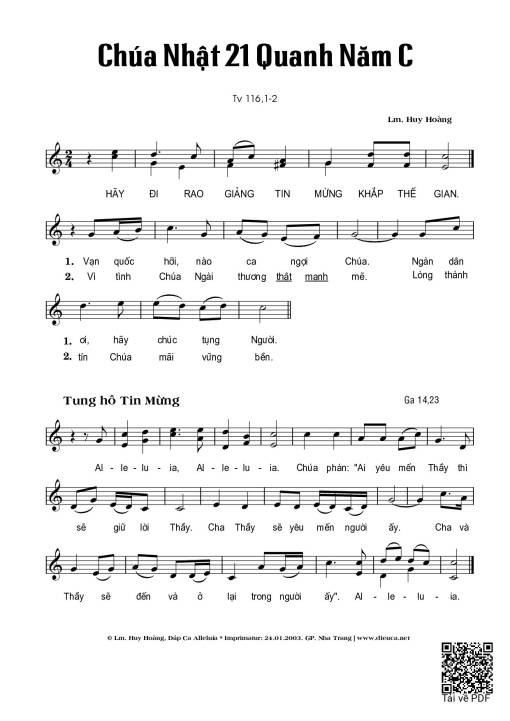 Thánh Vịnh 116, Chúa Nhật 21C Thường Niên