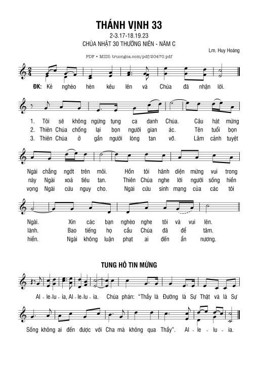 Thánh Vịnh 33, Chúa Nhật 30C Thường Niên