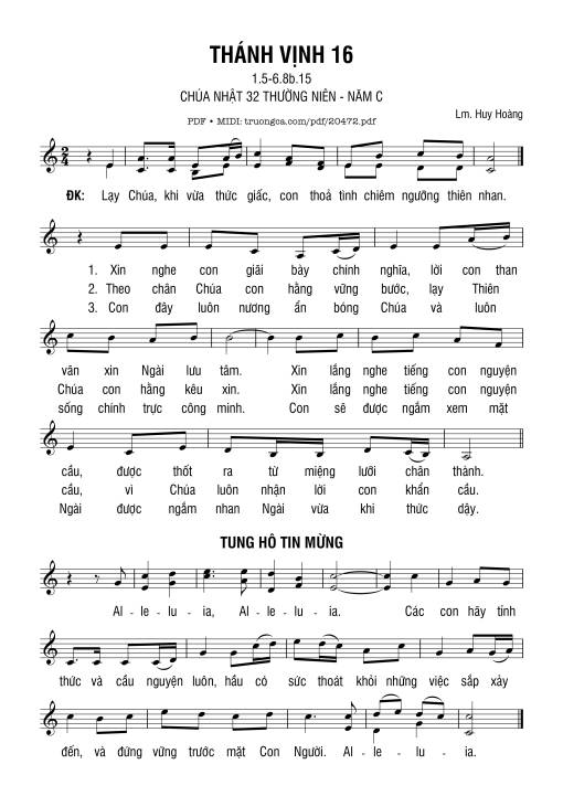 Sheet nhạc PDF bài Thánh Vịnh 16, Chúa Nhật 32C Thường Niên