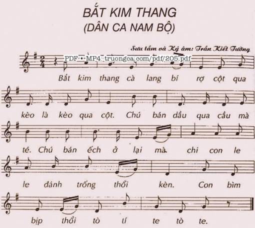 Sheet nhạc PDF bài Bắc kim thang