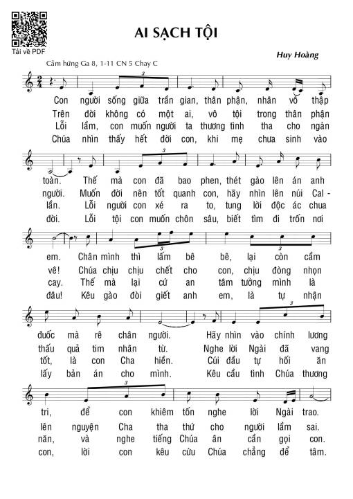 Sheet nhạc PDF bài Ai Sạch Tội