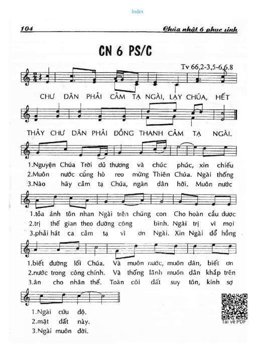 Sheet nhạc PDF bài Thánh Vịnh 65, Chúa Nhật 6A Phục Sinh