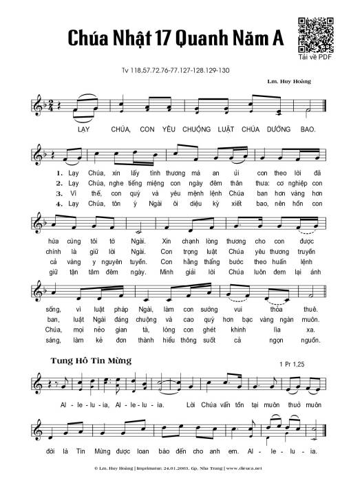 Thánh Vịnh 118, Chúa Nhật 17A Thường Niên