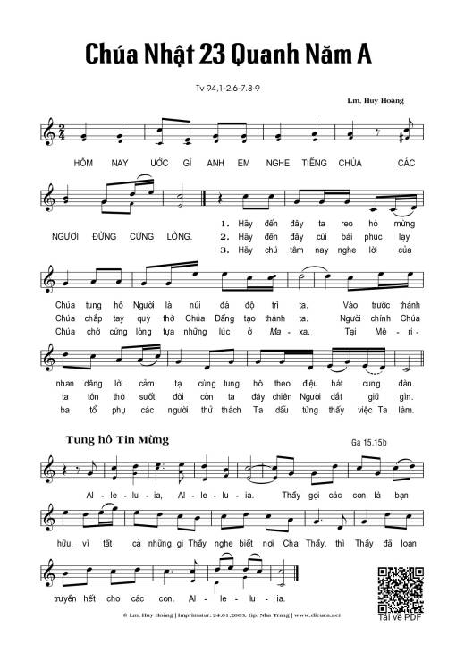 Thánh Vịnh 94, Chúa Nhật 23A Thường Niên