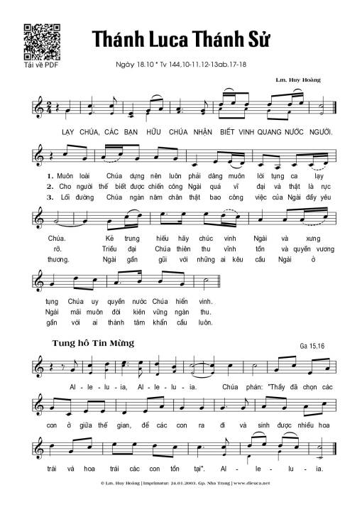 Thánh Vịnh 144, Thánh Luca Thánh Sử (18.10