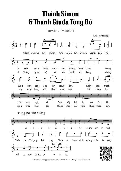 Sheet nhạc PDF bài Thánh Vịnh 18, Thánh Simon &Amp; Thánh Giuda Tông Đồ 28.10