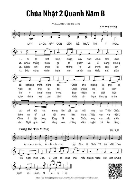 Chúa Nhật 2B Thường Niên (Thánh Vịnh 39)