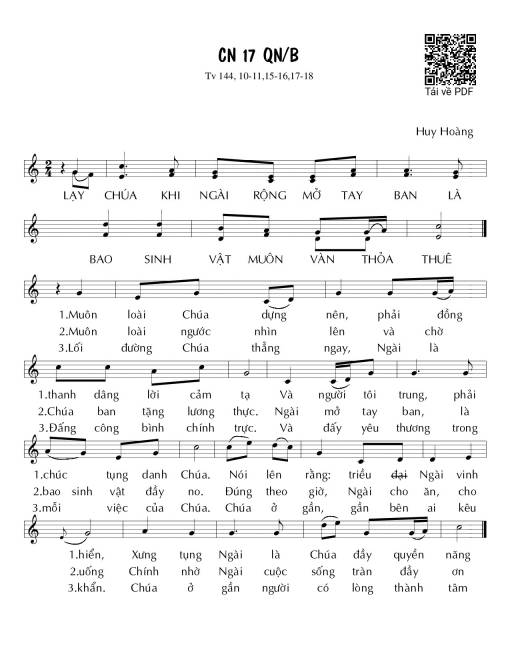 Chúa Nhật 17B Thường Niên (Thánh Vịnh 144)