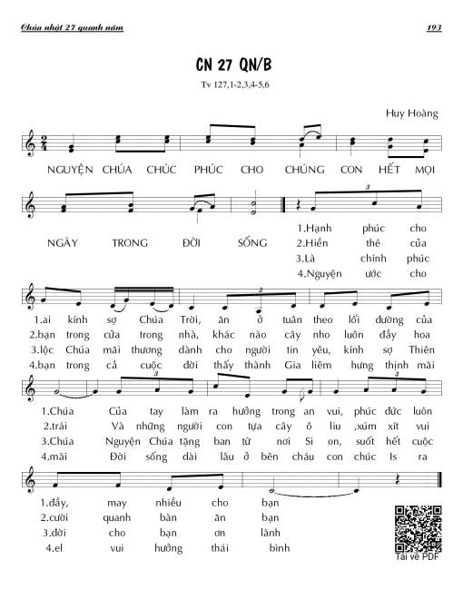 Chúa Nhật 27B Thường Niên (Thánh Vịnh 127)