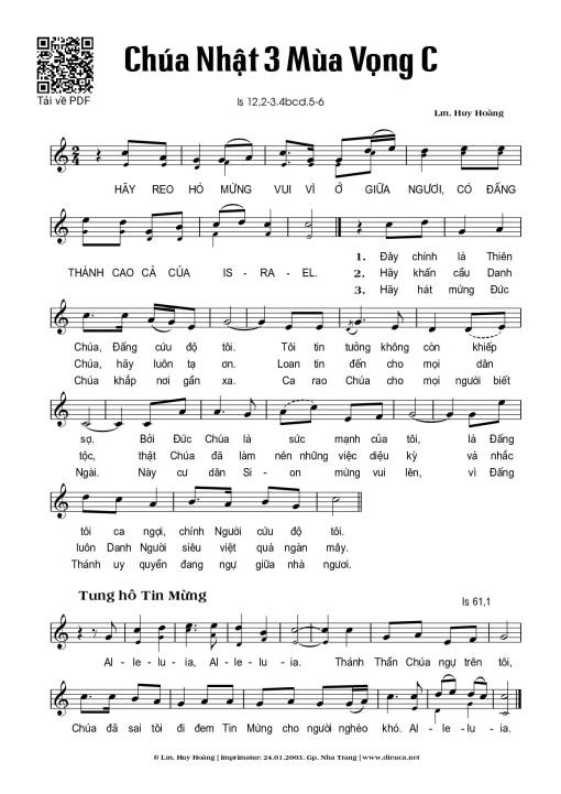 Chúa Nhật 3C Mùa Vọng (Is. 12)