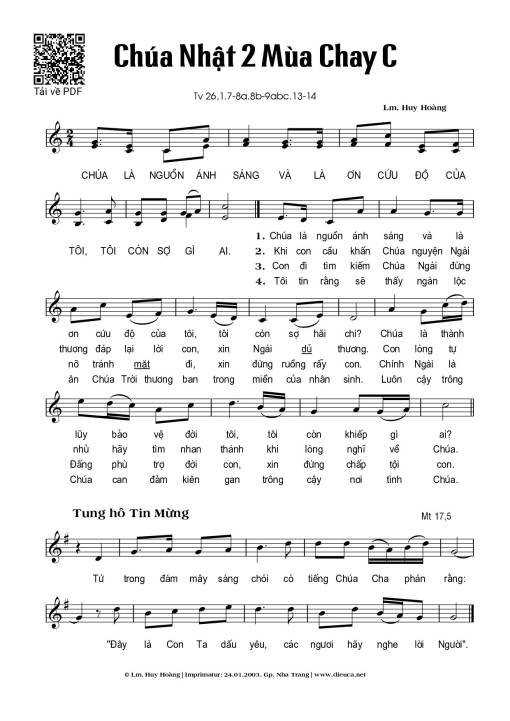 Chúa Nhật 2C Mùa Chay (Thánh Vịnh 26)