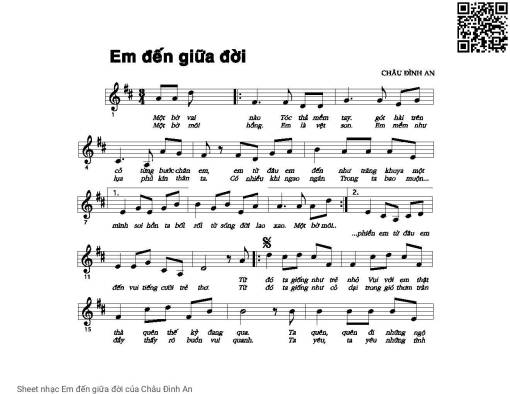 Sheet nhạc PDF bài Em đến giữa đời
