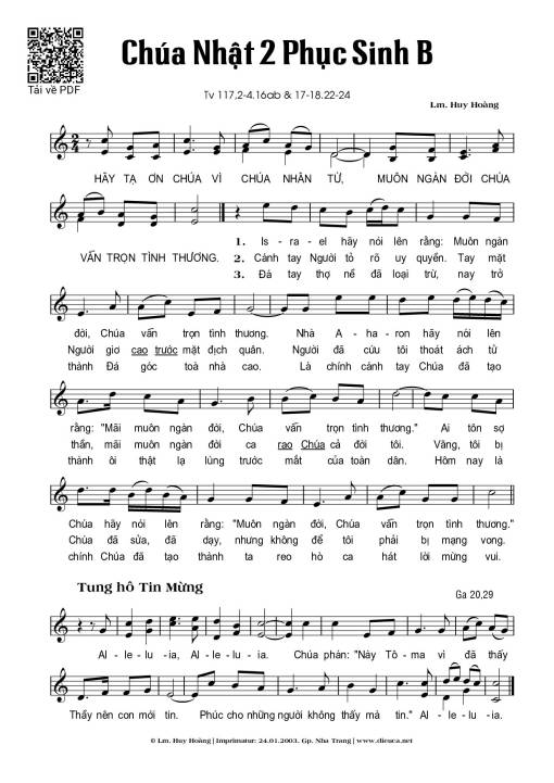 Chúa Nhật 2C Phục Sinh (Thánh Vịnh 117)