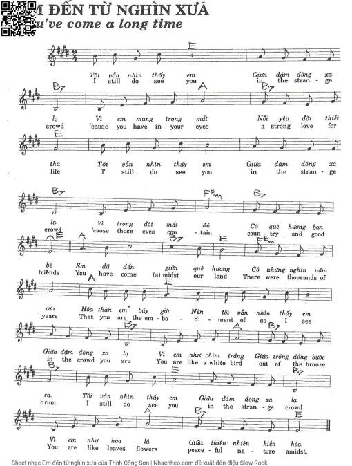 Sheet nhạc PDF bài Em đến từ nghìn xưa
