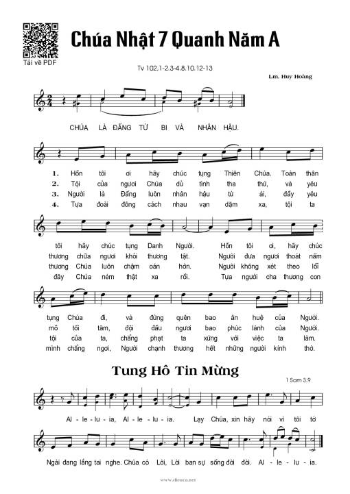 Chúa Nhật 7A Thường Niên (Thánh Vịnh 102)