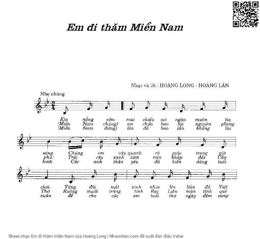 Sheet nhạc PDF bài Em đi thăm miền Nam