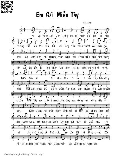 Sheet nhạc PDF bài Em gái miền Tây